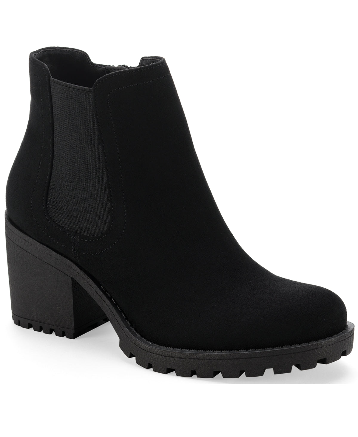 Sun + Stone Women's Morghan Lug Sole Block Heel Booties Shoes Black Size 7.5 M