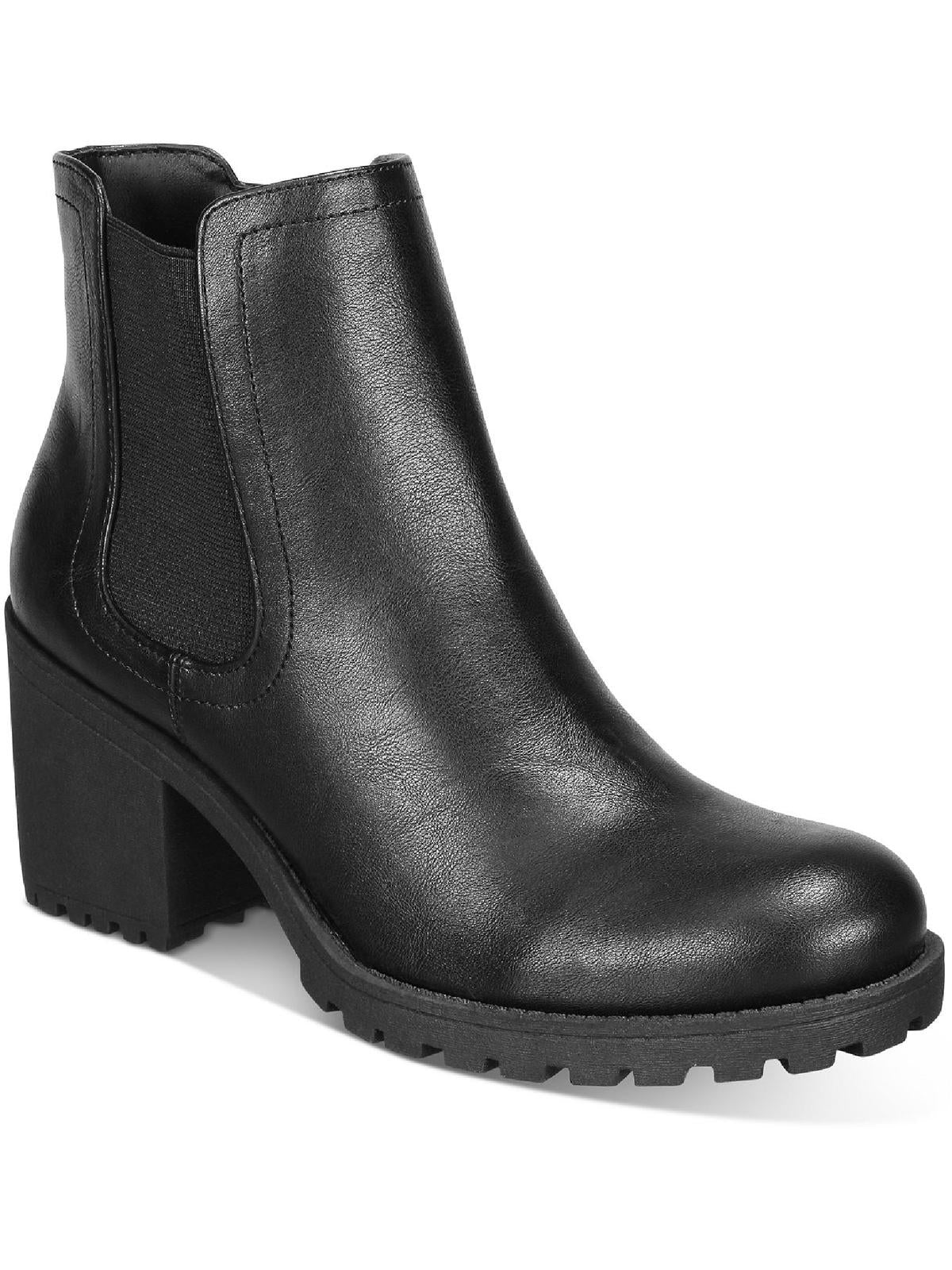 Sun + Stone Women's Morghan Lug Sole Block Heel Booties Black Size 8 M