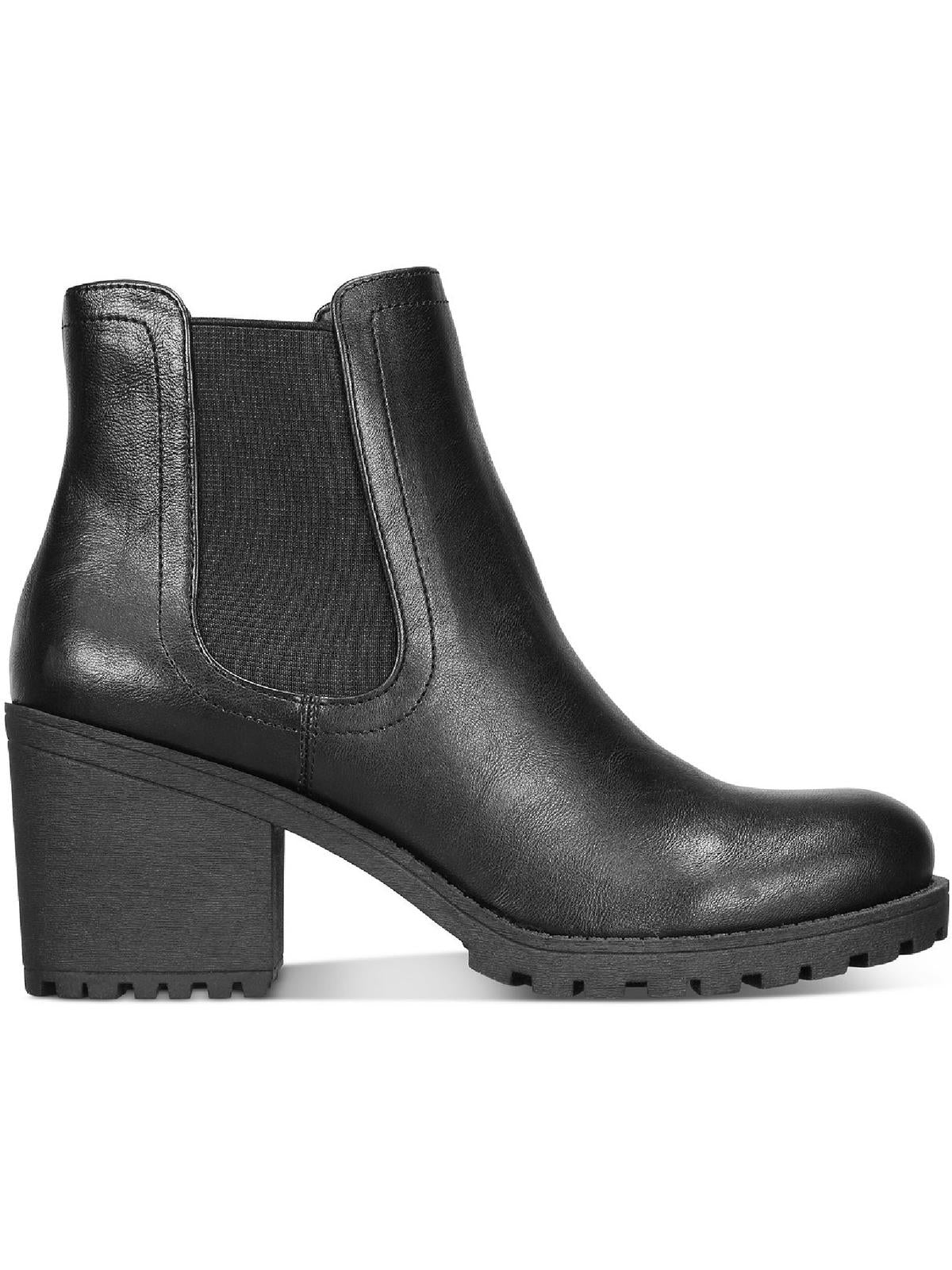 Sun + Stone Women's Morghan Lug Sole Block Heel Booties Black Size 8 M