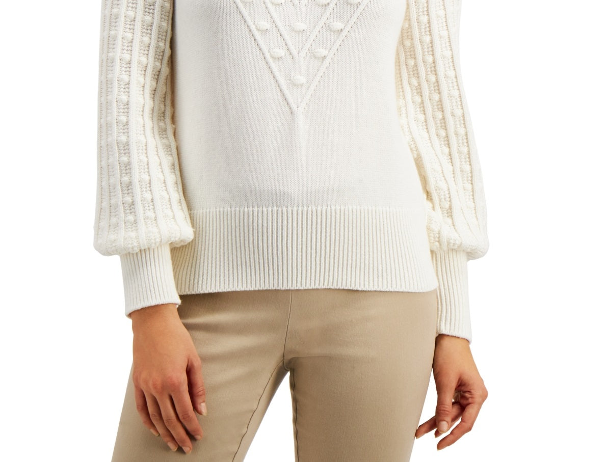 Charter Club Women's Popcorn Sweater White Size Medium