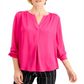 Charter Club Women's Split Neck Blouse Pink Size Medium