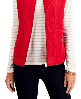 Charter Club Women's Quilted Vest Red Size Petite Small