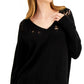 Bar Iii Womens Long Sleeve V Neck Sweater Black Size XXL