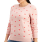 Style & Co Women's Heart Print Pullover Sweater Pink Size Medium