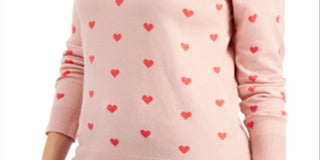 Style & Co Women's Heart Print Pullover Sweater Pink Size Medium