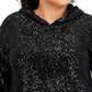 INC International Concepts Women's Sequin Sweater Hoodie Black Size 2X