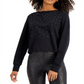 Bar III Women's Studded Long Sleeve Top Black Size Small