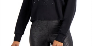 Bar III Women's Studded Long Sleeve Top Black Size Small