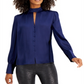 Bar III Women's Keyhole Cutout Blouse Blue Size Medium