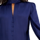 Bar III Women's Keyhole Cutout Blouse Blue Size Medium
