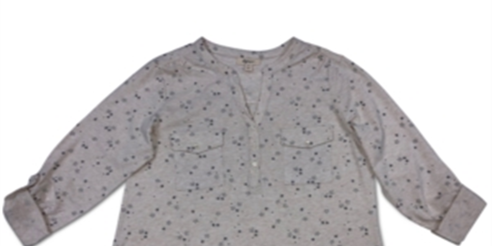 Style & Co Women's Cotton Star Daze Henley Top Gray Size Petite Large
