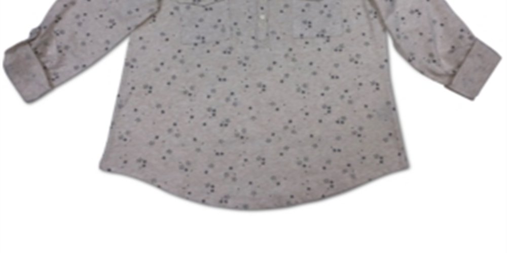 Style & Co Women's Cotton Star Daze Henley Top Gray Size Petite Large