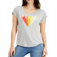 Style & Co Women's Graphic T-Shirt Grey Size Petite Small