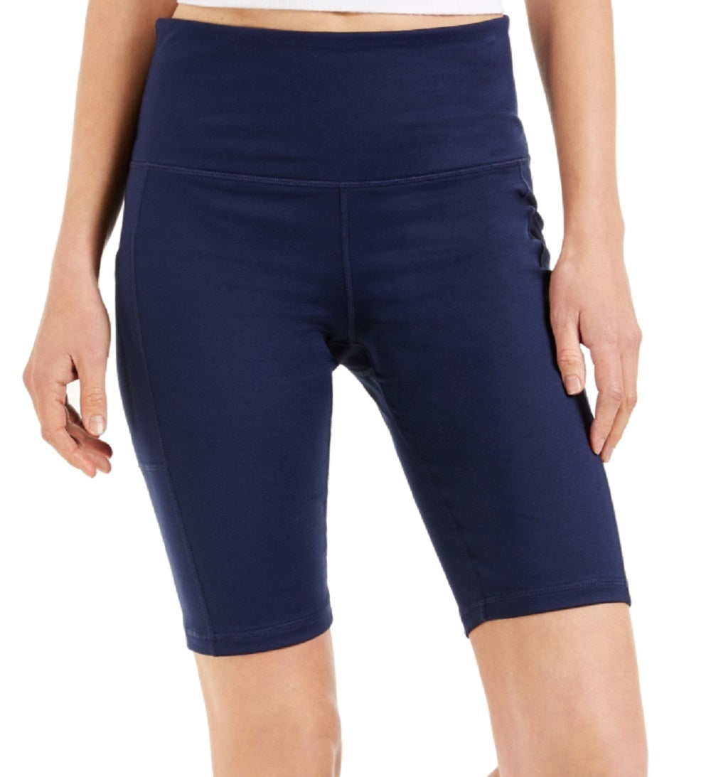 ID Ideology Women's Compression High Rise 10 Bike Shorts Blue Size Large
