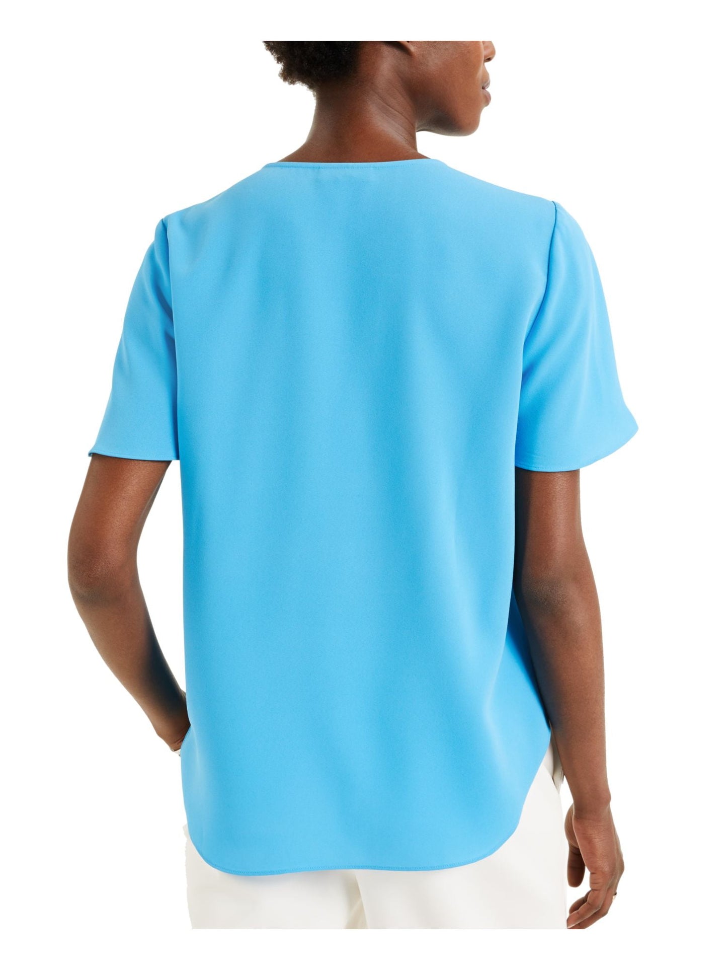 Alfani Women's Flutter Sleeve Surplice Blouse Blue Size X-Large