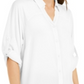 Alfani Women's Roll Tab Tunic Shirt White Size Large