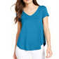 Alfani Women's V Neck Knit T-Shirt Blue Size Large