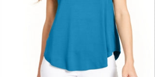 Alfani Women's V Neck Knit T-Shirt Blue Size Large