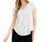 Alfani Women's Printed V Neck Printed Top White Size X-Large