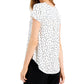 Alfani Women's Printed V Neck Printed Top White Size X-Large