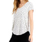 Alfani Women's Printed V Neck Printed Top White Size X-Large