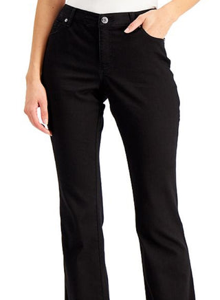 INC International Concepts Women's Mid Rise Bootcut Jeans Black Size 14 Petite