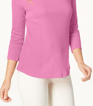 Charter Club Women's Pima Cotton Boat Neck Top Pink Size XX-Large