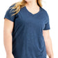 ID Ideology Women's Plus Rapidry V Neck Performance T-Shirt Blue Size 1X