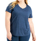 ID Ideology Women's Plus Rapidry V Neck Performance T-Shirt Blue Size 1X