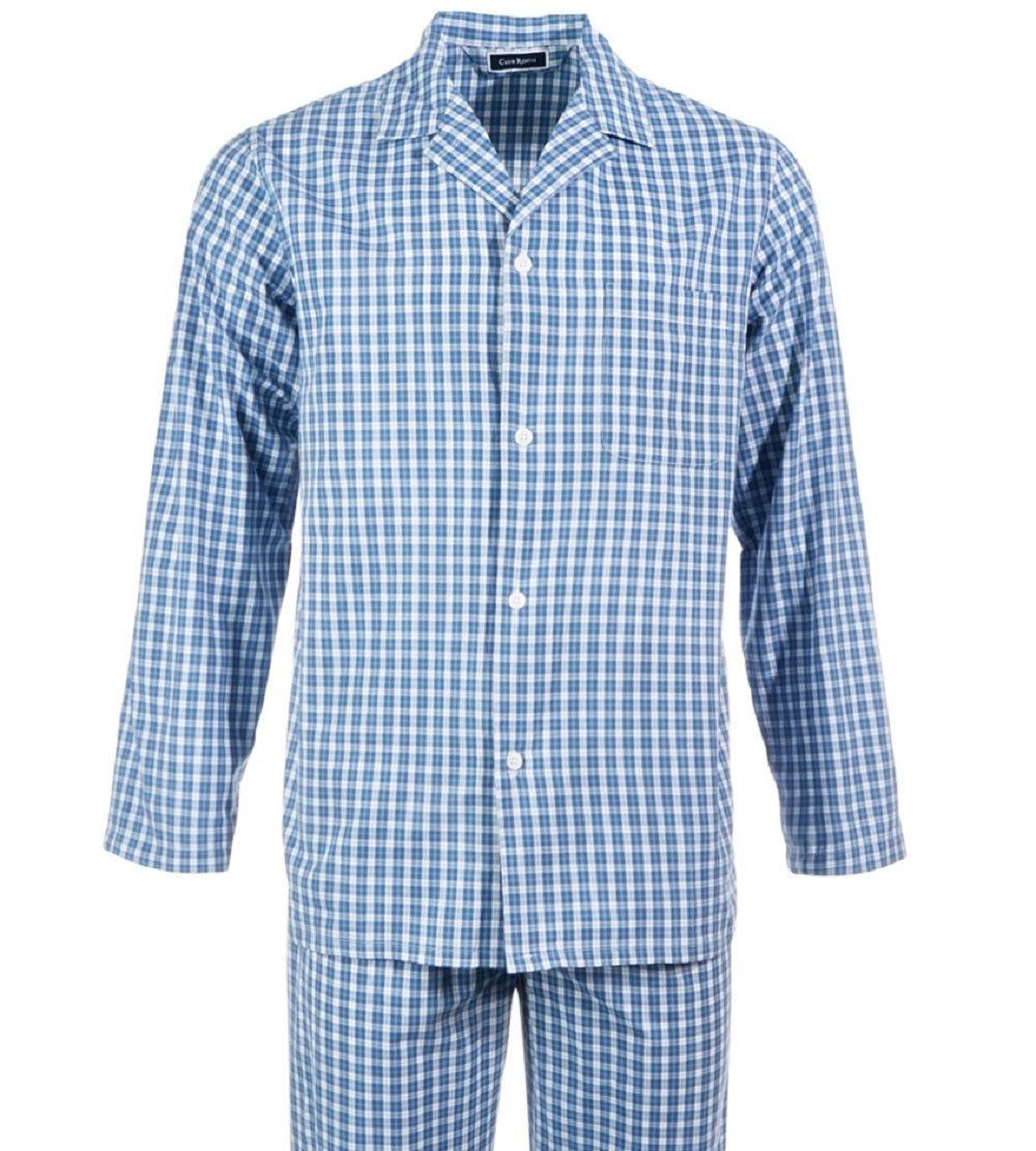 Club Room Men's Small Window Plaid Pajama Set Blue Size XX-Large