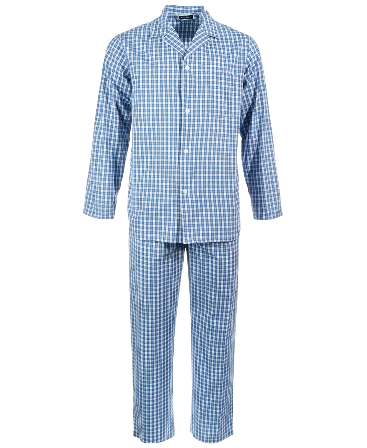 Club Room Men's Small Window Plaid Pajama Set Blue Size XX-Large