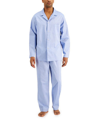 Club Room Men's 2 Pc Solid Oxford Pajama Set Blue Size Large