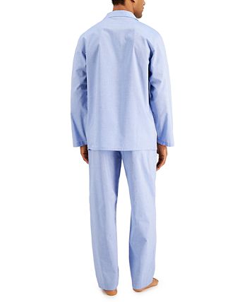 Club Room Men's 2 Pc Solid Oxford Pajama Set Blue Size Large