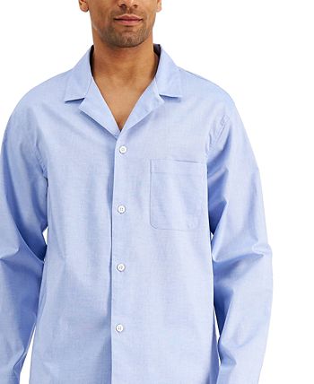 Club Room Men's 2 Pc Solid Oxford Pajama Set Blue Size Large