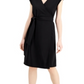 Alfani Cap-Sleeve Wrap Dress Black Size XL