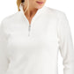 Karen Scott Women's Cotton Zip Neck Top White Size X-Small