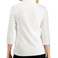 Karen Scott Women's Cotton Zip Neck Top White Size Medium