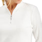 Karen Scott Women's Cotton Zip Neck Top White Size Medium