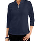 Karen Scott Women's Cotton Zip Neck Top Blue Size X-Small