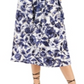 INC International Concepts Women's Cotton Printed Smocked Off The Shoulder Dress Blue Size Large