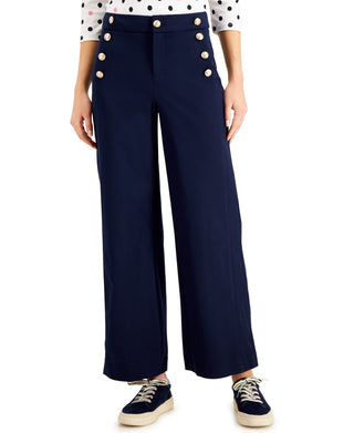 Charter Club Women's Wide Leg Sailor Pants Blue Size 12 Petite