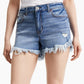 INC International Concepts Women's Frayed High Rise Shorts Blue Size 4