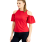 INC International Concepts Women's Cold Shoulder Balloon Sleeve Top Red Size XX-Large