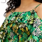 INC International Concepts Women's Printed Cold Shoulder Top Green Size X-Large