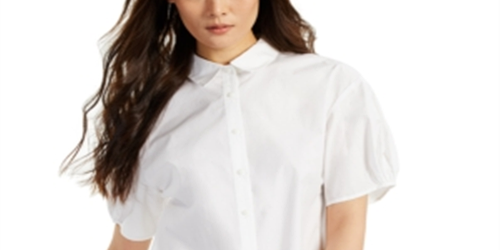Alfani Women's Balloon Sleeve Blouse White Size Medium
