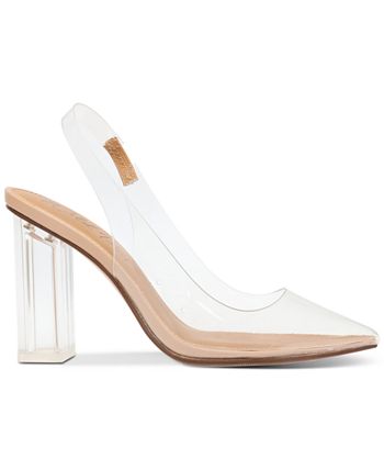 Wild Pair Women's Dharma Slingback Clear Vinyl Pumps Brown Size 5.5 M