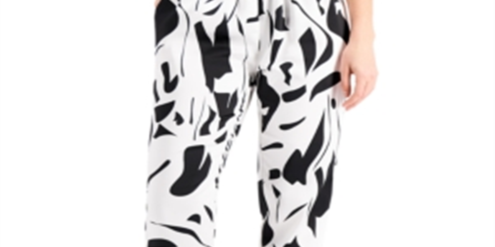 INC International Concepts Women's Printed Joggers White Size X-Large