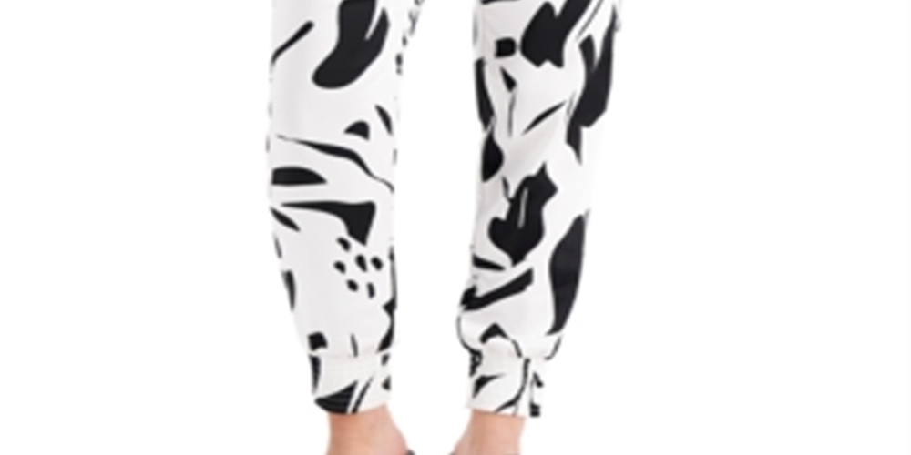 INC International Concepts Women's Printed Joggers White Size X-Large