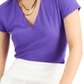 INC International Concepts Women's Ribbed V Neck Top Purple Size X-Large