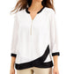 JM Collection Women's Colorblocked Top White Size X-Large